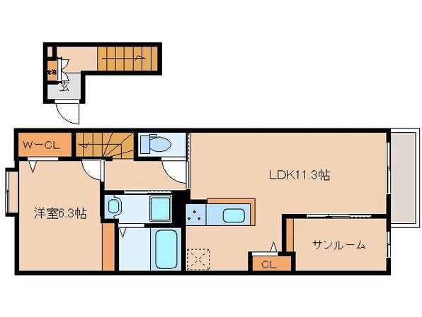 京終駅 徒歩8分 2階の物件間取画像